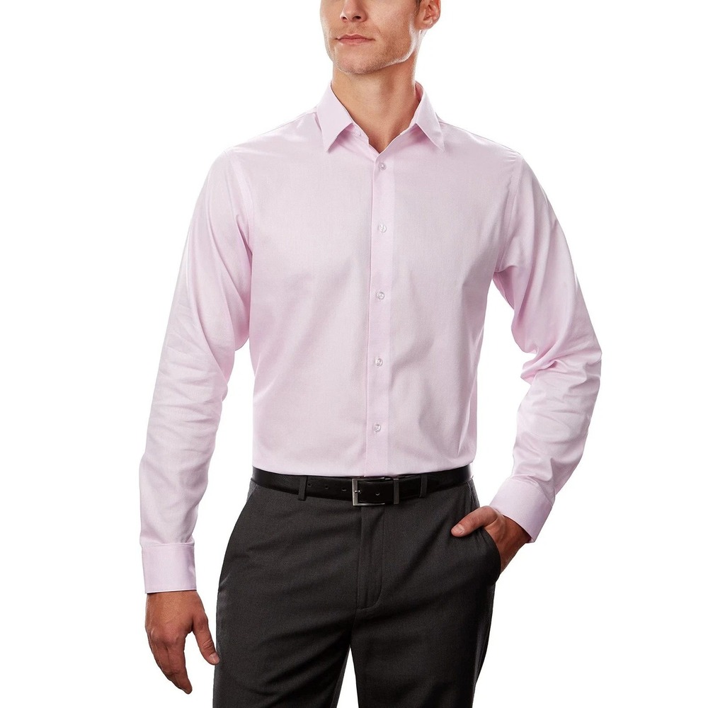 NWT Calvin Klein Refined Men's L 16.5 Pink Pattern Regular Fit Dress Shirt